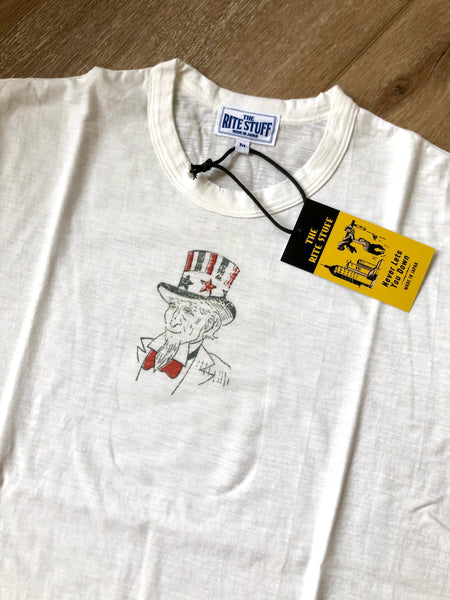 {Vintage Remake} - Deadstock 1940s Iron On Slub Tee (Uncle Sam) Med.