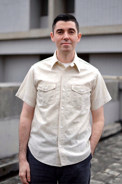 {The Rite Stuff} Bantam Selvedge Chambray Short-Sleeve Work Shirt (Ecru)