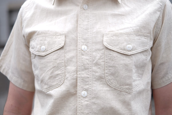 {The Rite Stuff} Bantam Selvedge Chambray Short-Sleeve Work Shirt (Ecru)