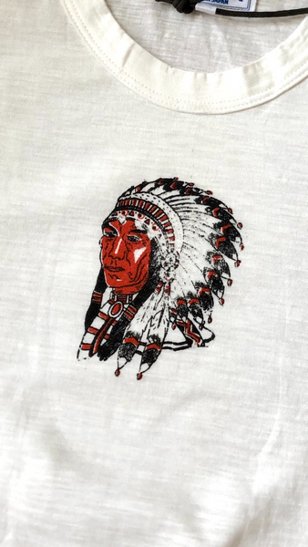 {Vintage Remake} - Deadstock 1940s Iron On Slub Tee (Native Chief) Small
