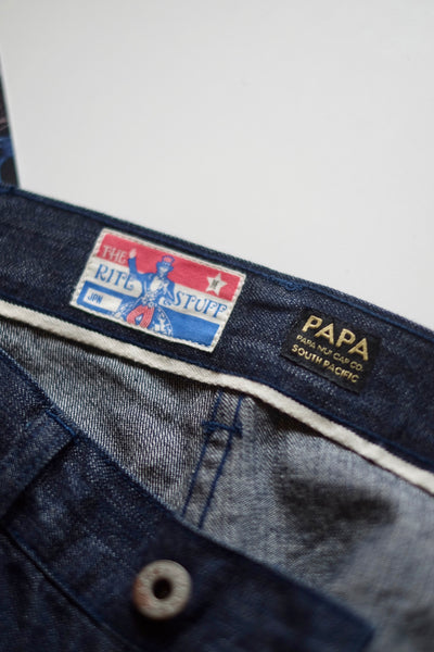 {Pre-order for Oct. ‘25} The Rite Stuff x Papa Nui 10.5 oz. Selvedge Denim Sailor Moku Pants (Indigo)