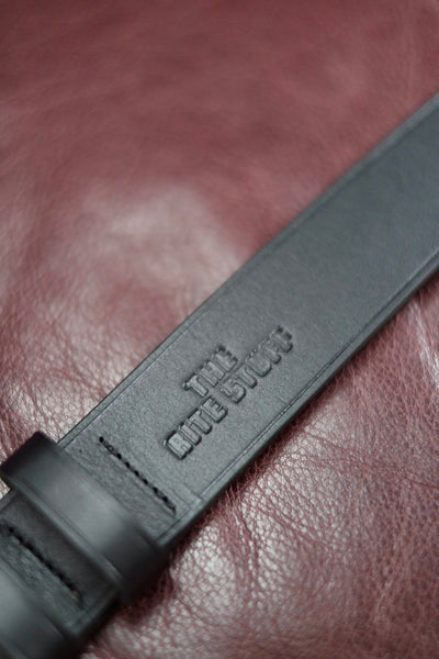 {The Rite Stuff x Codina Leather} Peerless Early-1930s-style Vintage Buckle Edge-creased Belt (Ink Black)