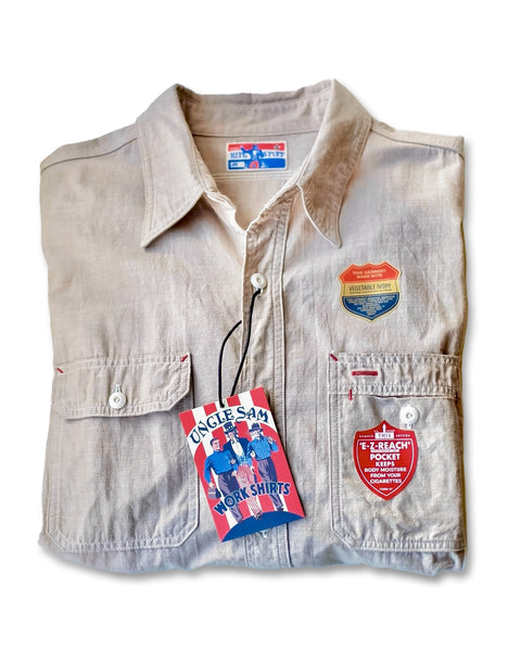 {New Arrival} Uncle Sam Selvedge Chambray Work Shirt (Tan)