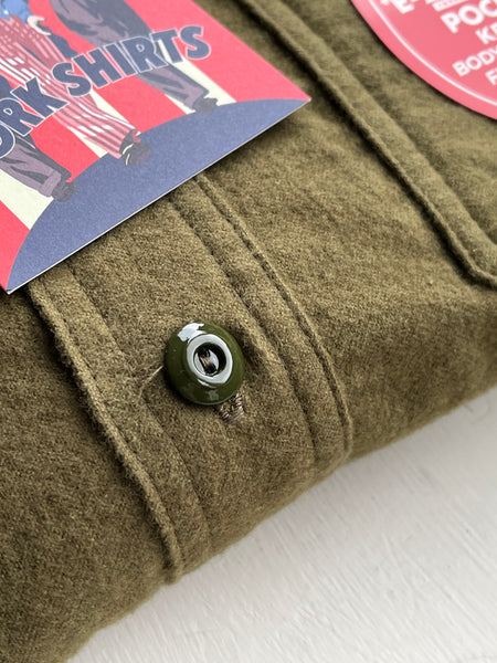 {Pre-order for Sept. ‘25} Uncle Sam Chamois ‘Suede’ Cloth Cigarette Pocket Work Shirt (Olive Drab)