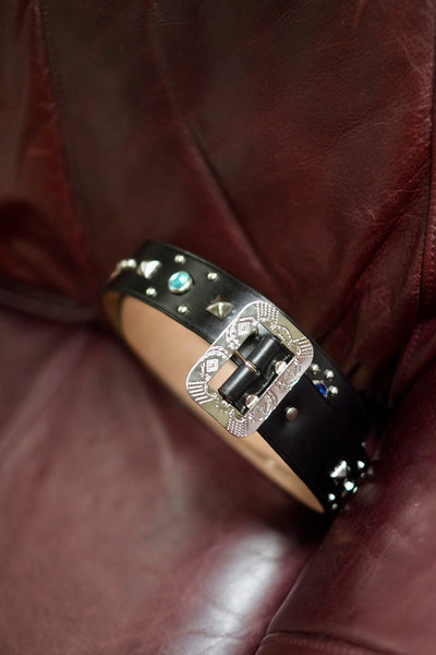 {The Rite Stuff x Codina Leather} ‘Streetcar’ 1930s-style Jewel and Stud Belt (Black teacore)