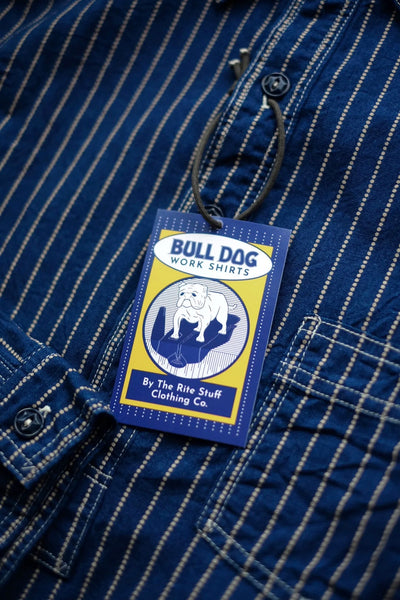 {The Rite Stuff} Bulldog Wabash Discharge-dyed Pullover Work Shirt (Indigo)