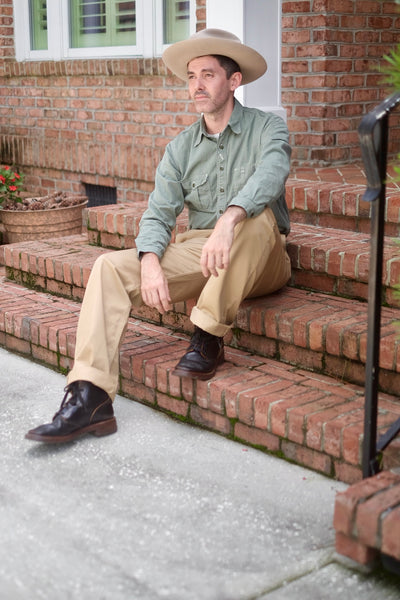 {Pre-order for April ‘26} Railhead Engineer Selvedge Salt & Pepper Work Shirt (Sage Green)