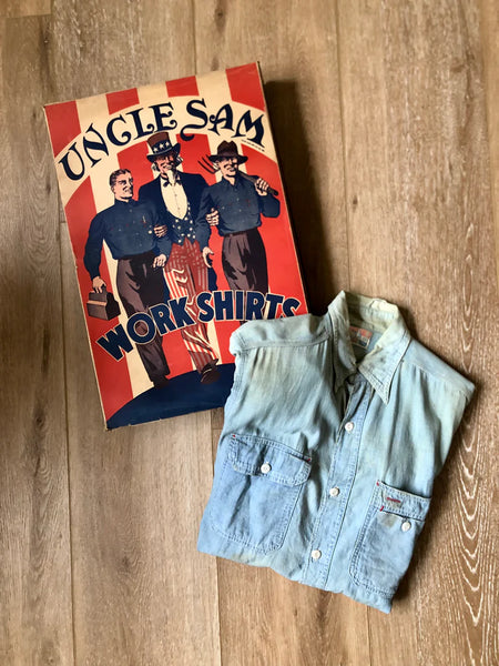 {New Arrival} Uncle Sam Selvedge Chambray Work Shirt (Tan)