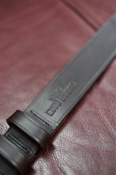 {The Rite Stuff x Codina Leather} Peerless Early-1930s-style Vintage Buckle Edge-creased Belt (Dark Chocolate Brown)