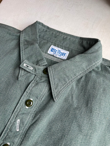 {Pre-order for April ‘26} Railhead Engineer Selvedge Salt & Pepper Work Shirt (Sage Green)