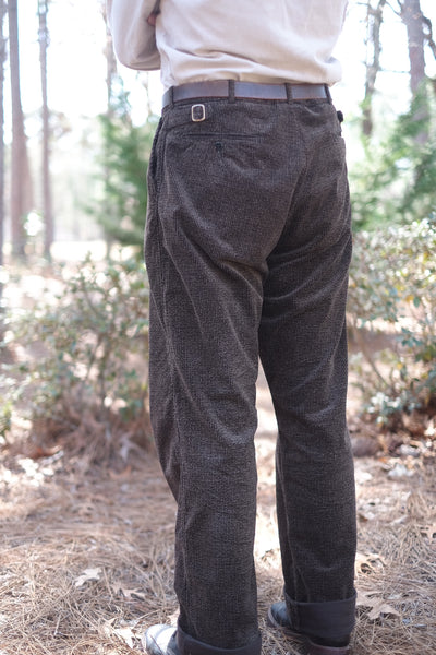 {Pre-order for Dec. '26} Arkham 'Tweeduroy' 7.5-wale Discharge-printed Corduroy Trousers (Brown)
