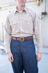 {Pre-order for Sept. ‘25} Uncle Sam Chamois ‘Suede’ Cloth Cigarette Pocket Work Shirt (Sand Grey)