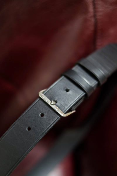 {The Rite Stuff x Codina Leather} Peerless Early-1930s-style Vintage Buckle Edge-creased Belt (Ink Black)
