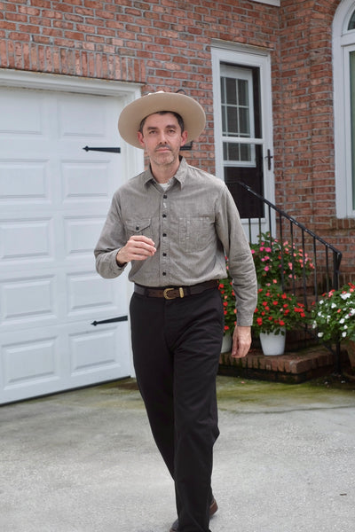 {Pre-order for April ‘26} Railhead Engineer Selvedge Salt & Pepper Work Shirt (Iron Grey)