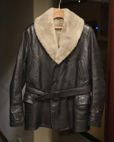 {Vintage} 1930s-40s Hoxton Jr. Front Quarter Horsehide & Sheepskin Barnstormer Leather Coat (Sz. 38)