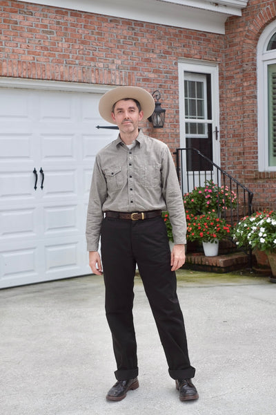 {Pre-order for April ‘26} Railhead Engineer Selvedge Salt & Pepper Work Shirt (Iron Grey)