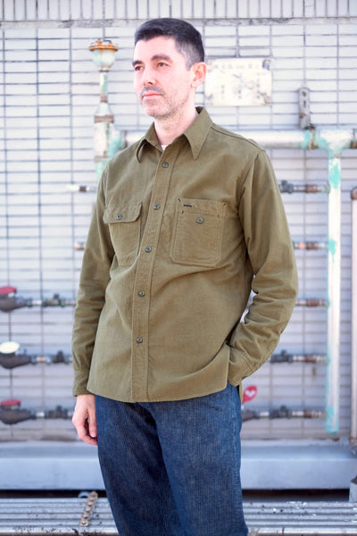 {Pre-order for Sept. ‘25} Uncle Sam Chamois ‘Suede’ Cloth Cigarette Pocket Work Shirt (Olive Drab)