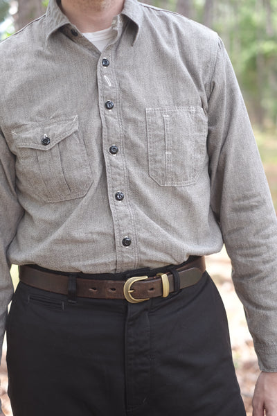 {Pre-order for April ‘26} Railhead Engineer Selvedge Salt & Pepper Work Shirt (Iron Grey)