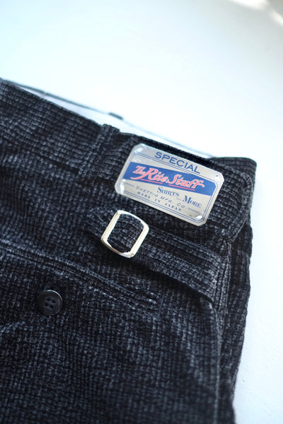 {Pre-order for Dec. '26} Arkham 'Tweeduroy' 7.5-wale Discharge-printed Corduroy Trousers (Black)