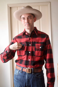 {New Arrival} Icebreaker 11 oz. Heavyweight Buffalo Plaid Flannel Work Shirt (Red)