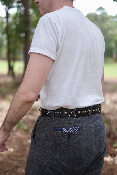 {The Rite Stuff x Codina Leather} ‘Streetcar’ 1930s-style Jewel and Stud Belt (Black teacore)