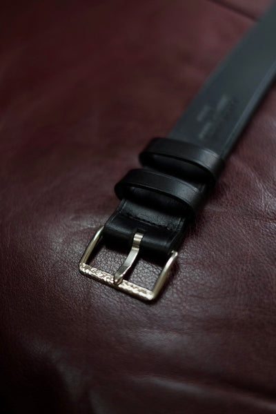 {The Rite Stuff x Codina Leather} Peerless Early-1930s-style Vintage Buckle Edge-creased Belt (Ink Black)
