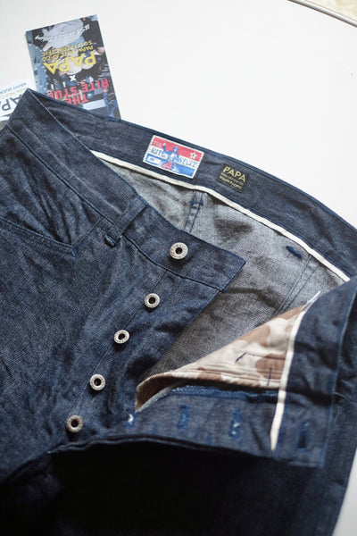 {Pre-order for Oct. ‘25} The Rite Stuff x Papa Nui 10.5 oz. Selvedge Denim Sailor Moku Pants (Indigo)