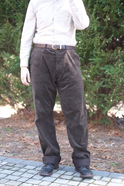 {Pre-order for Dec. '26} Arkham 'Tweeduroy' 7.5-wale Discharge-printed Corduroy Trousers (Brown)