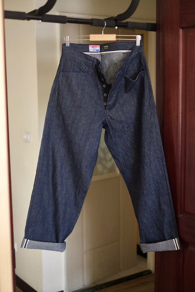 {Pre-order for Oct. ‘25} The Rite Stuff x Papa Nui 10.5 oz. Selvedge Denim Sailor Moku Pants (Indigo)