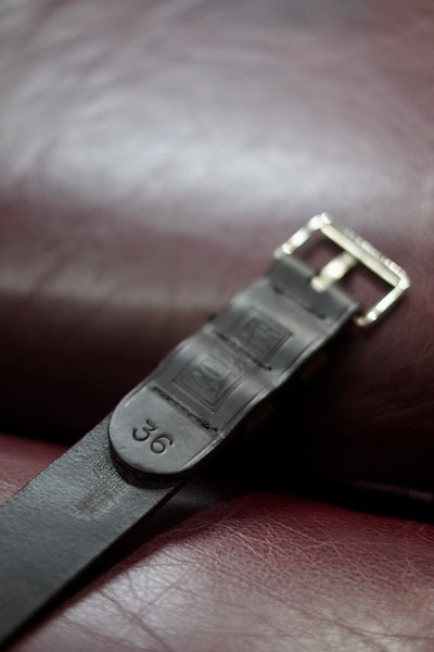 {The Rite Stuff x Codina Leather} Peerless Early-1930s-style Vintage Buckle Edge-creased Belt (Dark Chocolate Brown)