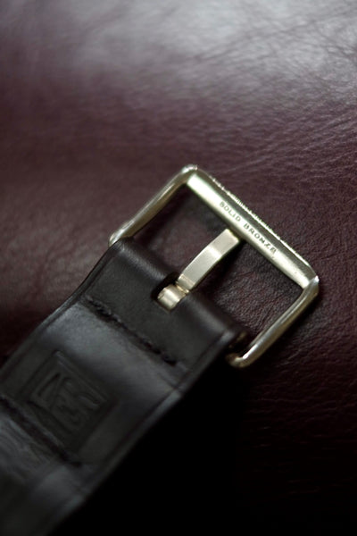 {The Rite Stuff x Codina Leather} Peerless Early-1930s-style Vintage Buckle Edge-creased Belt (Dark Chocolate Brown)