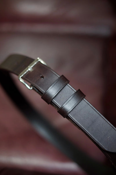 {The Rite Stuff x Codina Leather} Peerless Early-1930s-style Vintage Buckle Edge-creased Belt (Dark Chocolate Brown)