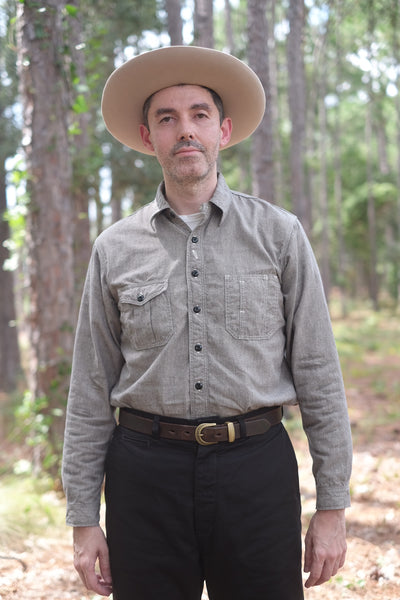 {Pre-order for April ‘26} Railhead Engineer Selvedge Salt & Pepper Work Shirt (Iron Grey)