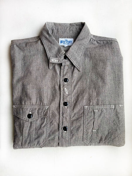 {Pre-order for April ‘26} Railhead Engineer Selvedge Salt & Pepper Work Shirt (Iron Grey)