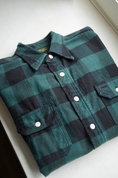 {New Arrival} Icebreaker Buffalo Plaid 11 oz. Heavyweight Flannel Work Shirt (Green)