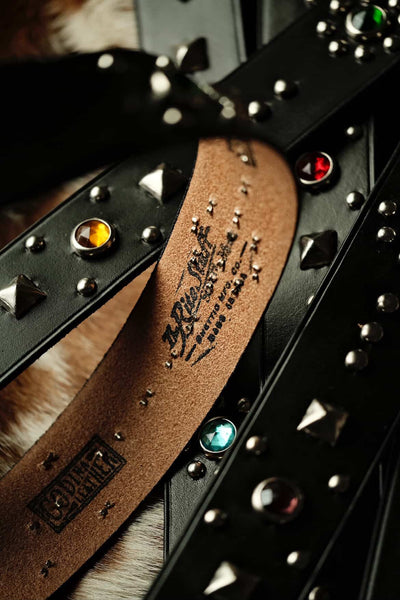 {The Rite Stuff x Codina Leather} ‘Streetcar’ 1930s-style Jewel and Stud Belt (Black teacore)