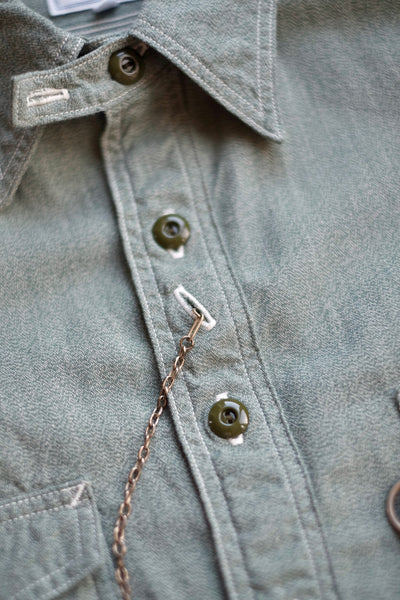 {Pre-order for April ‘26} Railhead Engineer Selvedge Salt & Pepper Work Shirt (Sage Green)