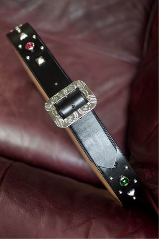 {The Rite Stuff x Codina Leather} ‘Streetcar’ 1930s-style Jewel and Stud Belt (Black teacore)