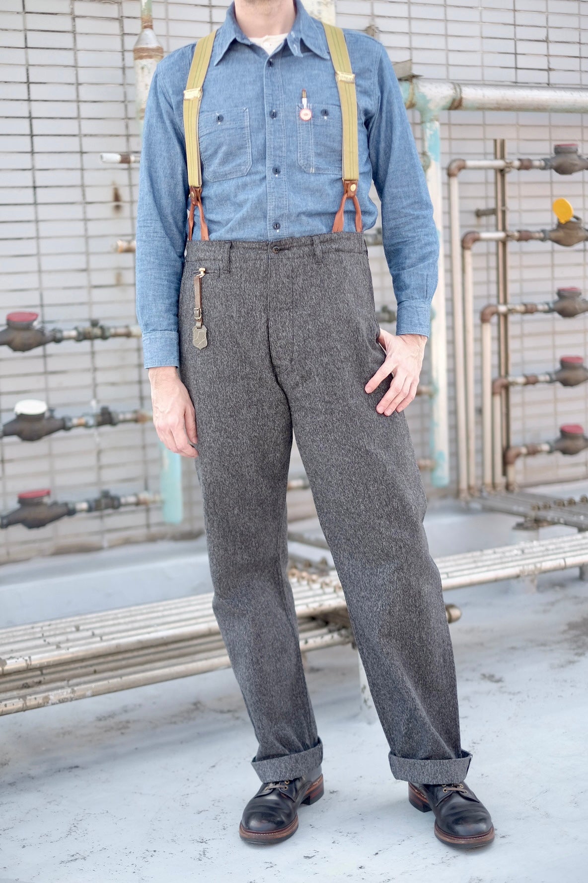 【RRL】 SALT&PEPPER WORK TROUSERごま塩　コットン Daybreak Selvedge Salt & Pepper Work Pants (Charcoal) – The Rite Stuff