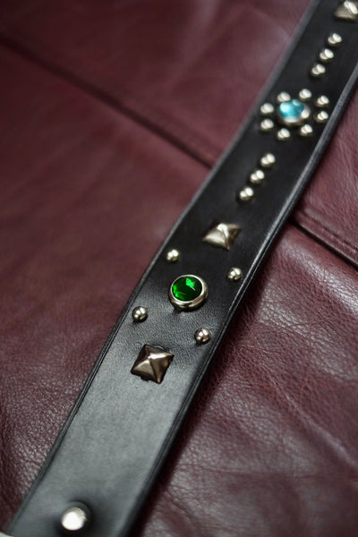 {The Rite Stuff x Codina Leather} ‘Streetcar’ 1930s-style Jewel and Stud Belt (Black teacore)