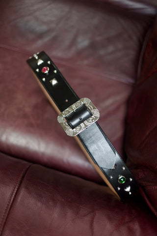 {The Rite Stuff x Codina Leather} ‘Streetcar’ 1930s-style Jewel and Stud Belt (Black teacore)