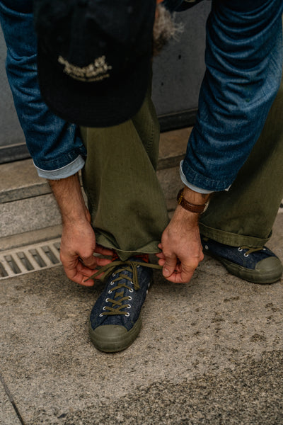 {Pre-order for May 2026} The Rite Stuff x Papa Nui x John Lofgren Bootmaker Champion Sneakers (Amoskeag Denim)