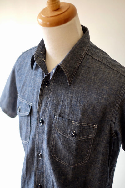 {The Rite Stuff} Bantam Cotton-Linen Short-Sleeve Work Shirt (Indigo)