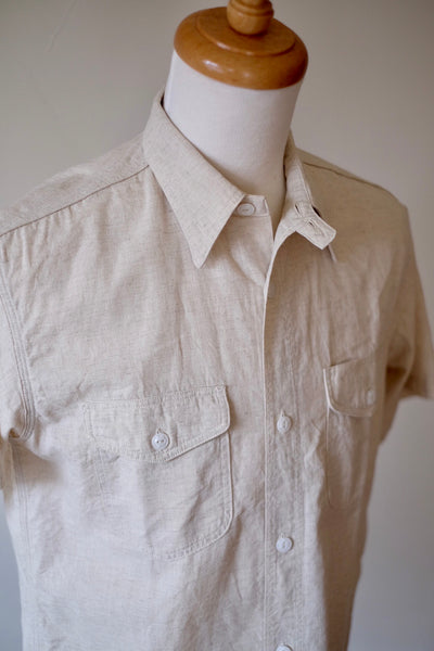 {The Rite Stuff} Bantam Cotton-Linen Short-Sleeve Work Shirt (Ecru)